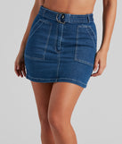 Current Mood Denim Belted Mini Skirt for 2023 festival outfits, festival dress, outfits for raves, concert outfits, and/or club outfits