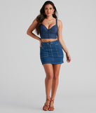Current Mood Denim Belted Mini Skirt for 2023 festival outfits, festival dress, outfits for raves, concert outfits, and/or club outfits