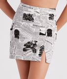 Headliner Newspaper Print Denim Skirt provides a stylish start to creating your best summer outfits of the season with on-trend details for 2023!