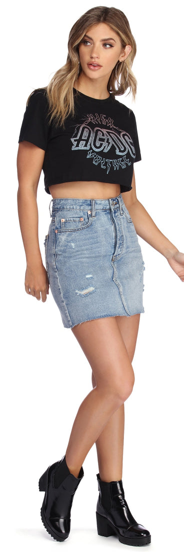 Distressed Diva Jean Mini Skirt for 2022 festival outfits, festival dress, outfits for raves, concert outfits, and/or club outfits