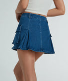 The mini skirt length on the Channel Cute Mid-Rise Pleated Denim Mini Skirt adds a sultry detail to your going-out outfits or everyday looks.