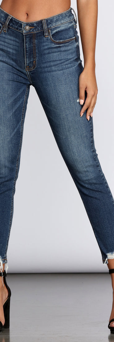 Clara High Rise Destructed Hem Skinny Jeans for 2022 festival outfits, festival dress, outfits for raves, concert outfits, and/or club outfits