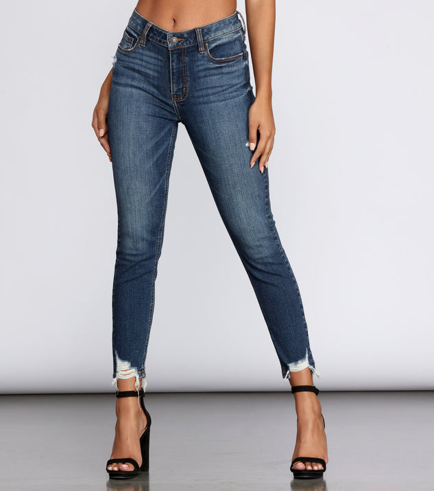 Clara High Rise Destructed Hem Skinny Jeans for 2022 festival outfits, festival dress, outfits for raves, concert outfits, and/or club outfits