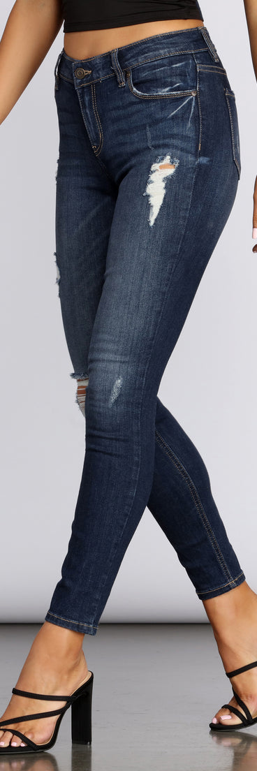 Jude Mid Rise Skinny Dark Denim Jeans for 2022 festival outfits, festival dress, outfits for raves, concert outfits, and/or club outfits