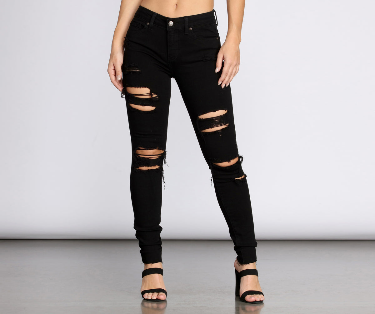 Jude Mid Rise Distressed Skinny Ankle Jeans