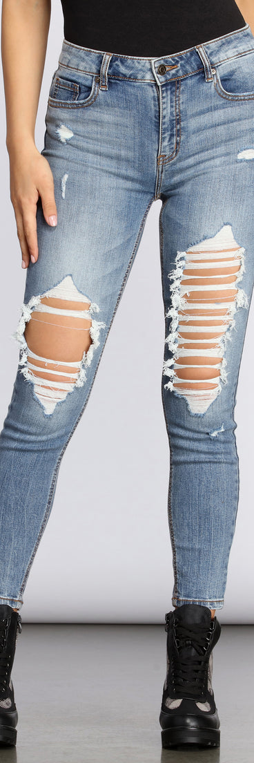 Clara High Rise Destructed Skinny Crop Jeans for 2023 festival outfits, festival dress, outfits for raves, concert outfits, and/or club outfits