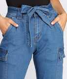 Tie Waist Cargo Style Denim Joggers for 2022 festival outfits, festival dress, outfits for raves, concert outfits, and/or club outfits