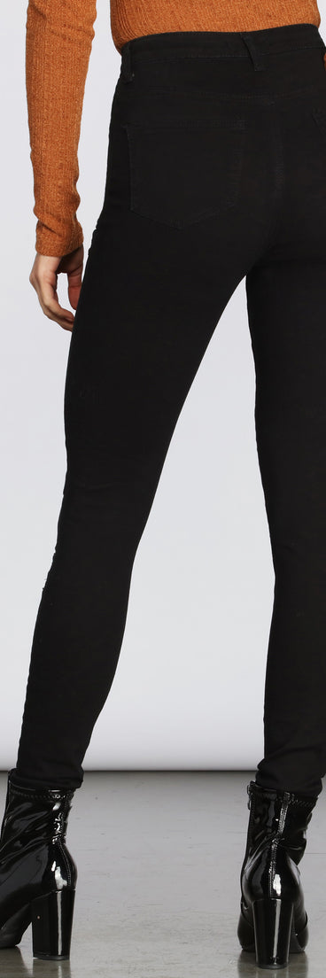 High Rise Edgy Destructed Skinny Jeans for 2022 festival outfits, festival dress, outfits for raves, concert outfits, and/or club outfits