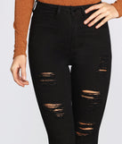 High Rise Edgy Destructed Skinny Jeans for 2022 festival outfits, festival dress, outfits for raves, concert outfits, and/or club outfits