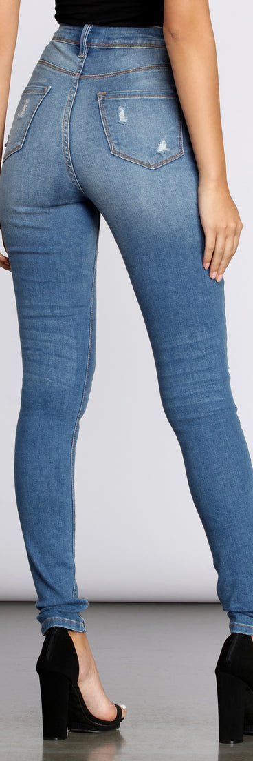 High Rise Super Destructed Skinny Jeans for 2022 festival outfits, festival dress, outfits for raves, concert outfits, and/or club outfits