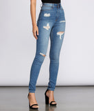 High Rise Super Destructed Skinny Jeans for 2022 festival outfits, festival dress, outfits for raves, concert outfits, and/or club outfits