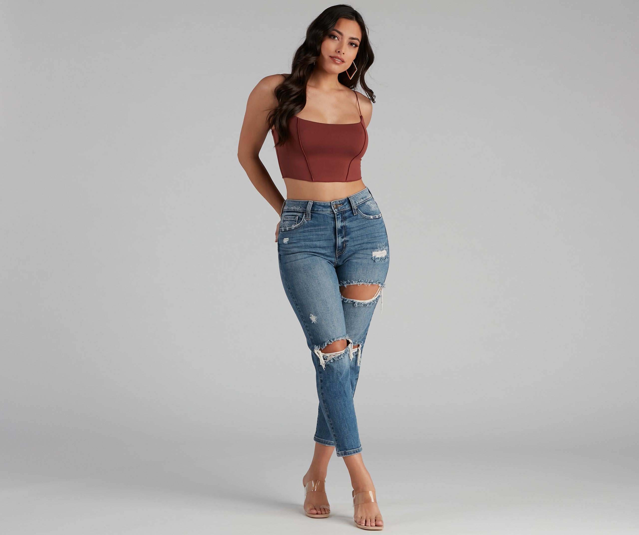 Tobi High-Rise Distressed Mom Jeans | Windsor