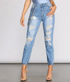 High Rise Destructed Chained Denim Joggers is a trendy pick to create 2023 festival outfits, festival dresses, outfits for concerts or raves, and complete your best party outfits!