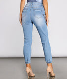 High Rise Destructed Chained Denim Joggers provides a stylish start to creating your best summer outfits of the season with on-trend details for 2023!