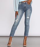 High Rise Distressed Tapered Jeans for 2023 festival outfits, festival dress, outfits for raves, concert outfits, and/or club outfits