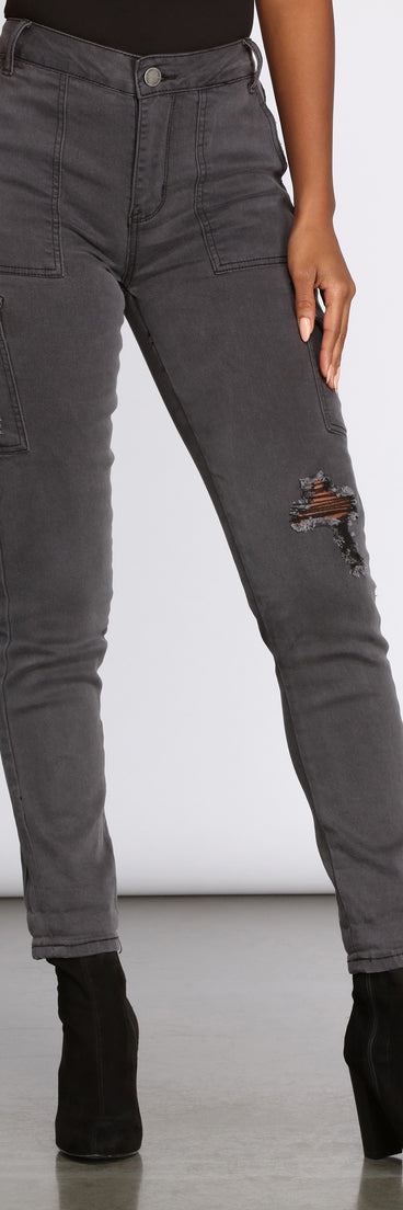 High Rise Skinny Cargo Pants for 2023 festival outfits, festival dress, outfits for raves, concert outfits, and/or club outfits