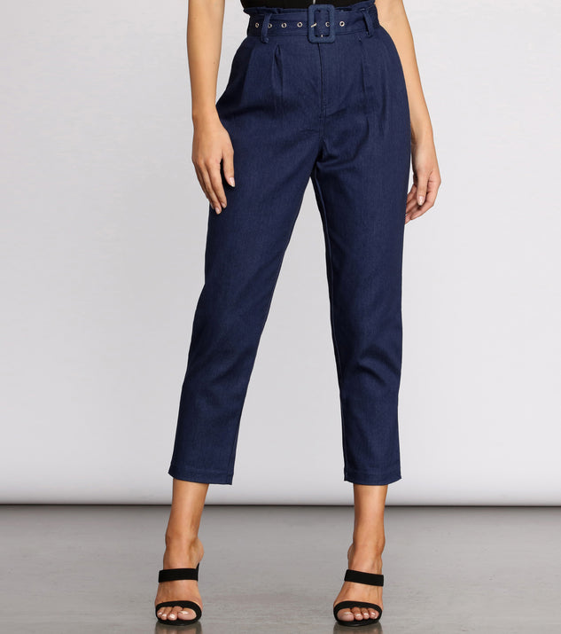 Belted Tapered Denim Pants for 2023 festival outfits, festival dress, outfits for raves, concert outfits, and/or club outfits