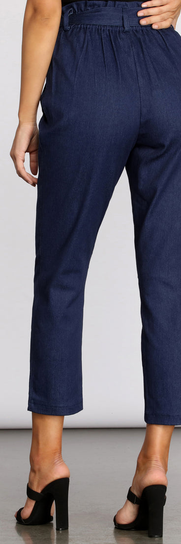 Belted Tapered Denim Pants provides a stylish start to creating your best summer outfits of the season with on-trend details for 2023!