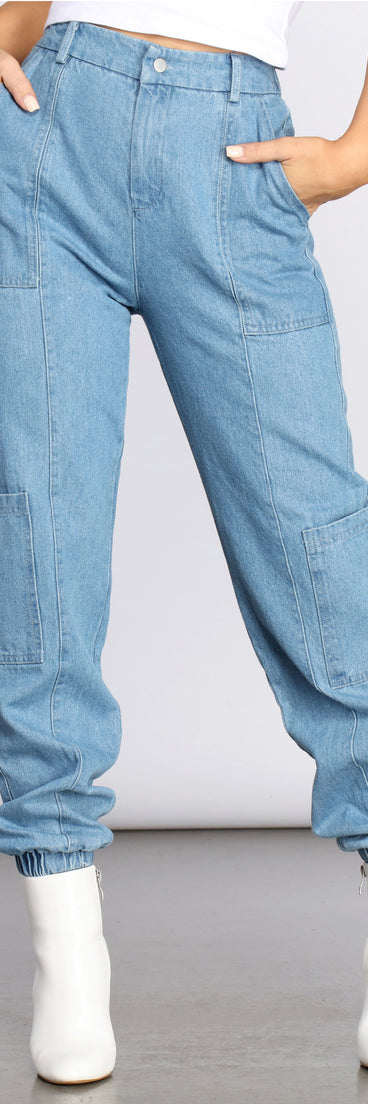 Casual Cargo Denim Joggers for 2023 festival outfits, festival dress, outfits for raves, concert outfits, and/or club outfits