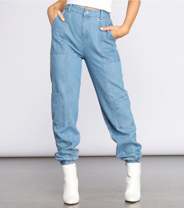 Casual Cargo Denim Joggers for 2023 festival outfits, festival dress, outfits for raves, concert outfits, and/or club outfits