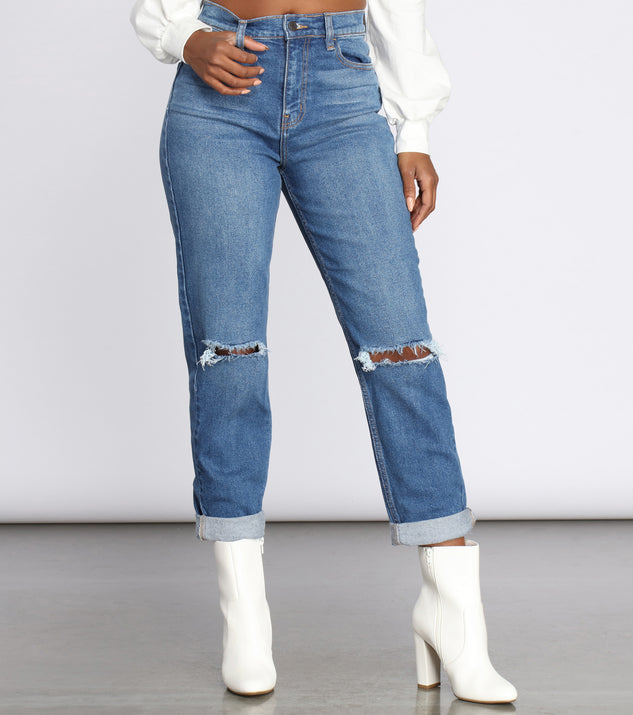 High Rise Distressed Mom Jeans for 2023 festival outfits, festival dress, outfits for raves, concert outfits, and/or club outfits