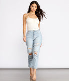 Rocky High Rise Destructed Boyfriend Jeans provides a stylish start to creating your best summer outfits of the season with on-trend details for 2023!