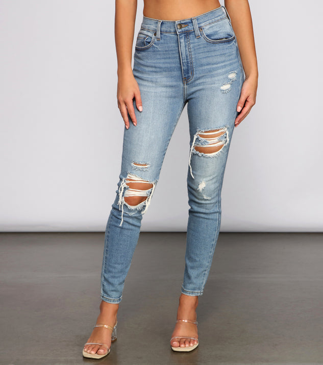 Bella Super High-Rise Destructed Skinny Jeans for 2023 festival outfits, festival dress, outfits for raves, concert outfits, and/or club outfits