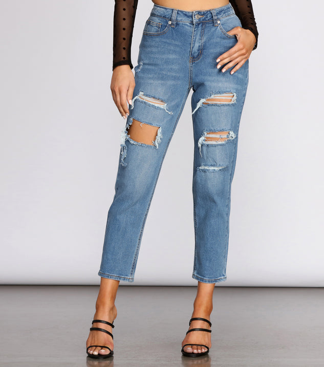High Rise Majorly Distressed Straight Leg Jeans for 2023 festival outfits, festival dress, outfits for raves, concert outfits, and/or club outfits