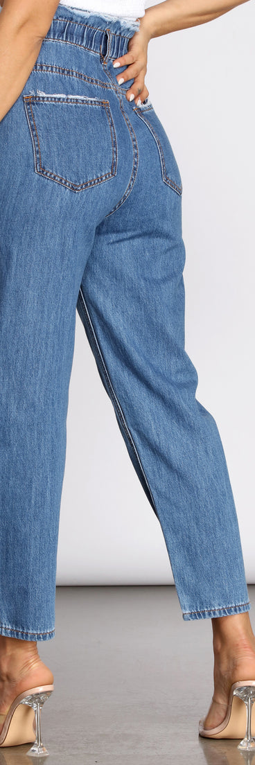 High Rise Paper Bag Waist Denim Pants provides a stylish start to creating your best summer outfits of the season with on-trend details for 2023!