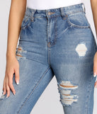 High Rise Straight Leg Destructed Denim Jeans for 2023 festival outfits, festival dress, outfits for raves, concert outfits, and/or club outfits