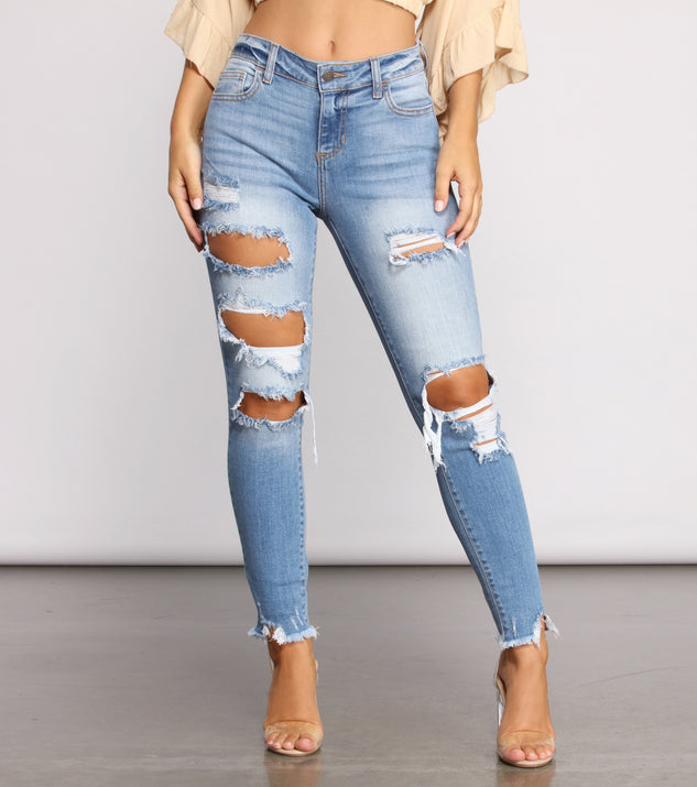 Mid Rise Frayed Cropped Skinny Jeans for 2023 festival outfits, festival dress, outfits for raves, concert outfits, and/or club outfits