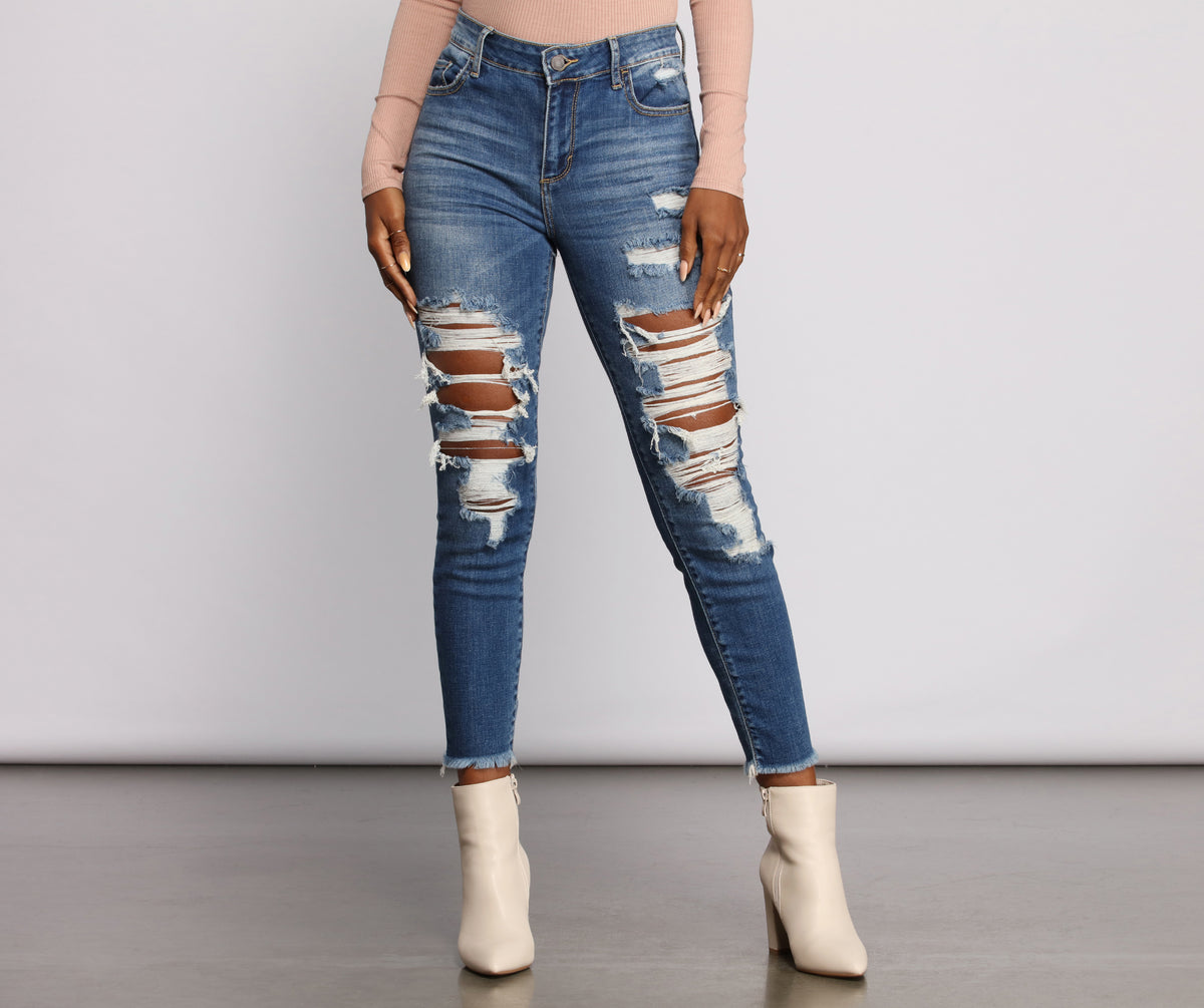 Fab and Frayed Distressed Skinny Jeans
