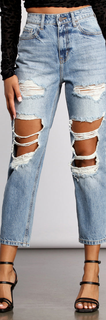 High Rise Distressed Straight Boyfriend Jeans for 2023 festival outfits, festival dress, outfits for raves, concert outfits, and/or club outfits