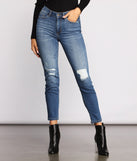 High Rise Knee Slit Skinny Jeans for 2023 festival outfits, festival dress, outfits for raves, concert outfits, and/or club outfits