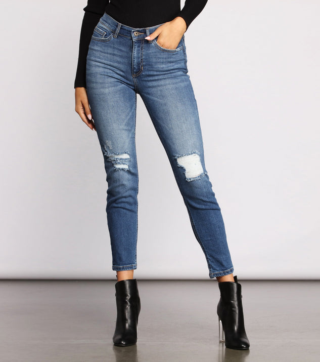 High Rise Knee Slit Skinny Jeans for 2023 festival outfits, festival dress, outfits for raves, concert outfits, and/or club outfits