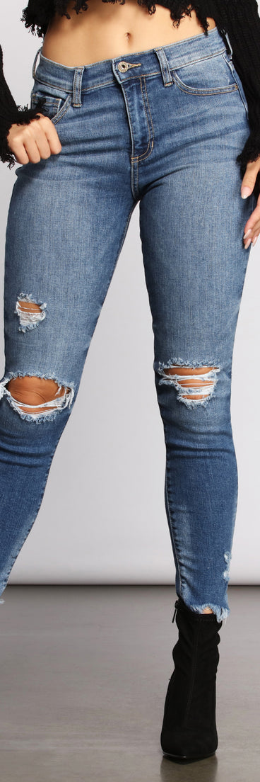 Mid-Rise Destructed Skinny Jeans for 2023 festival outfits, festival dress, outfits for raves, concert outfits, and/or club outfits