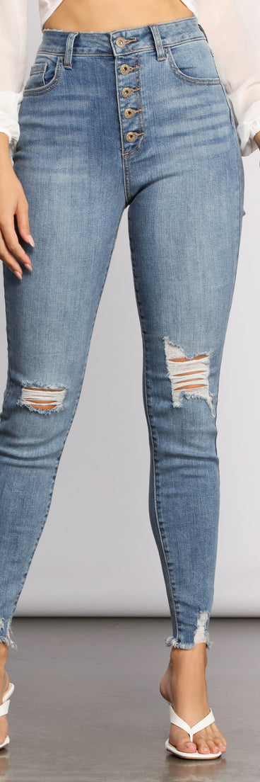 High Rise Button Up Skinny Jeans for 2023 festival outfits, festival dress, outfits for raves, concert outfits, and/or club outfits