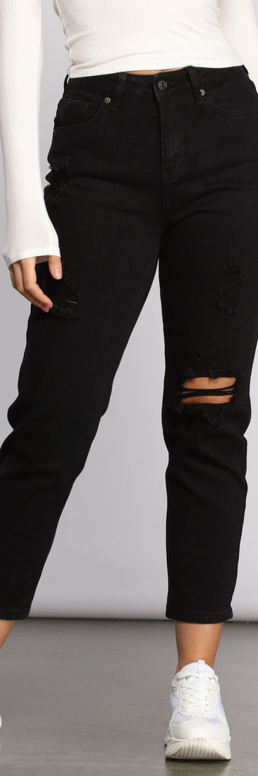 High Rise Destructed Boyfriend Jeans for 2023 festival outfits, festival dress, outfits for raves, concert outfits, and/or club outfits