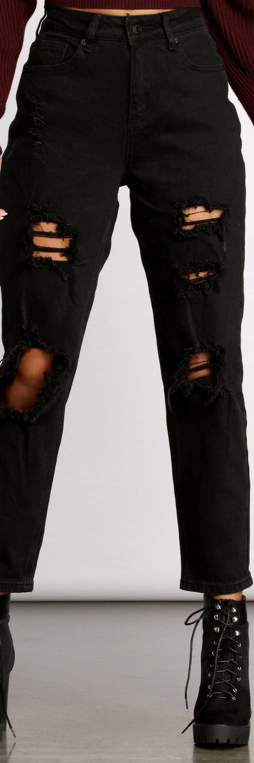 On the Edge High Rise Destructed Boyfriend Jeans for 2023 festival outfits, festival dress, outfits for raves, concert outfits, and/or club outfits