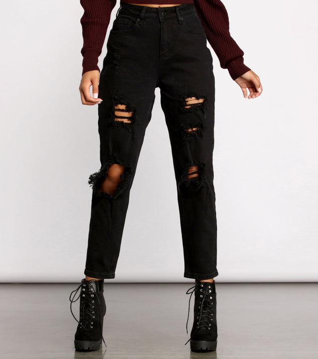 On the Edge High Rise Destructed Boyfriend Jeans for 2023 festival outfits, festival dress, outfits for raves, concert outfits, and/or club outfits