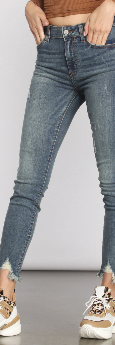 Clara High Rise Destructed Fringe Skinny Jeans for 2023 festival outfits, festival dress, outfits for raves, concert outfits, and/or club outfits