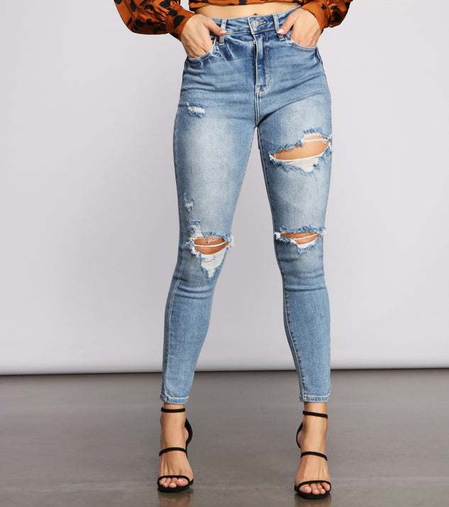 High Rise Destructed Skinny Jeans for 2023 festival outfits, festival dress, outfits for raves, concert outfits, and/or club outfits