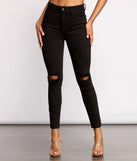 High Rise Knee Slit Skinny Jeans for 2023 festival outfits, festival dress, outfits for raves, concert outfits, and/or club outfits