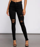 The Classic High Rise Destructed Skinny Jeans for 2023 festival outfits, festival dress, outfits for raves, concert outfits, and/or club outfits