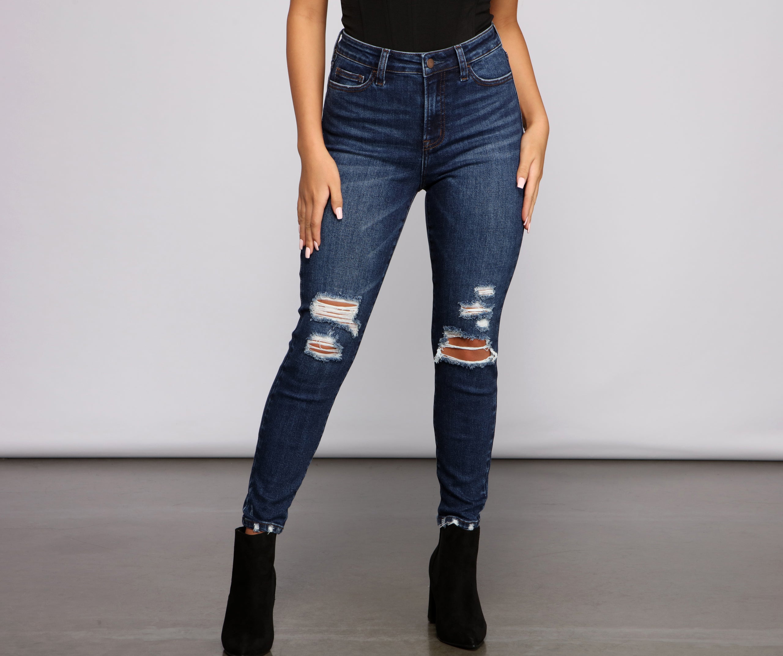 So Extra High Rise Destructed Skinny Jeans | Windsor