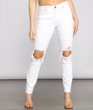 Jude Mid-Rise Destructed Knee Skinny Jeans for 2023 festival outfits, festival dress, outfits for raves, concert outfits, and/or club outfits