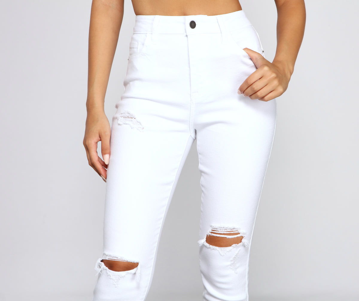 The Classic Distressed High Rise Skinny Jeans & Windsor