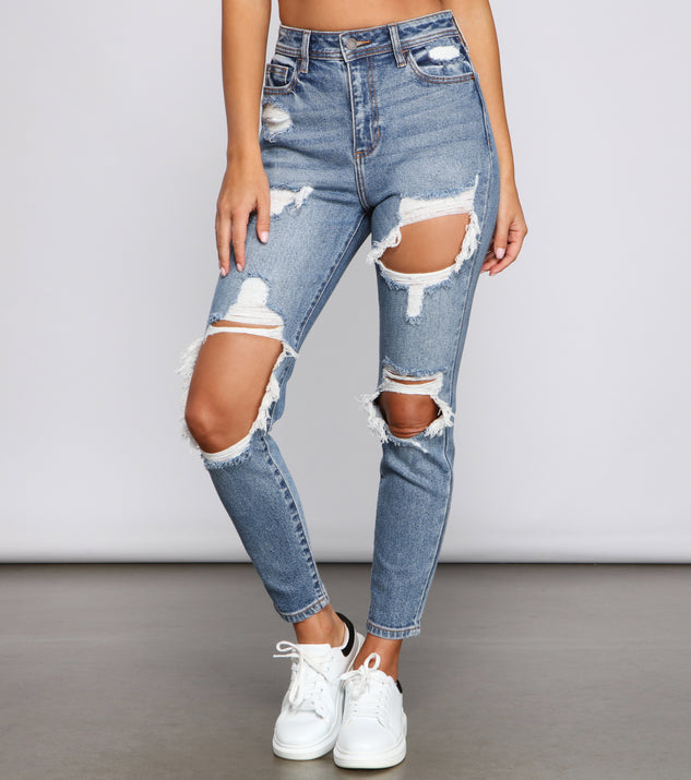 Trendy Destructed High-Rise Skinny Jeans & Windsor