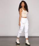 High Rise Destructed Cargo Joggers provides a stylish start to creating your best summer outfits of the season with on-trend details for 2023!