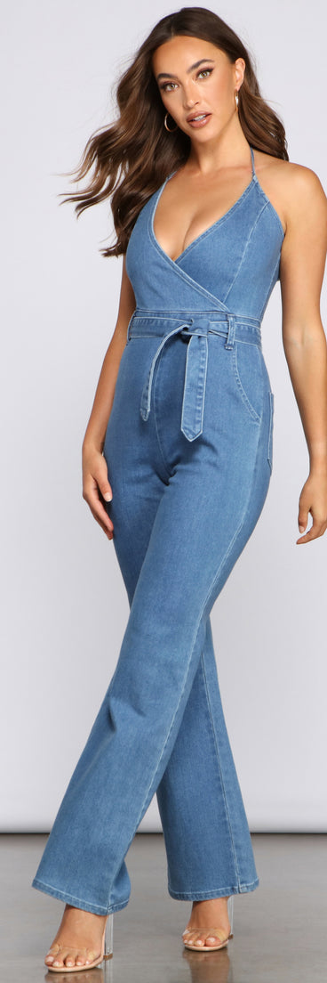 Denim Diva Halter Jumpsuit provides a stylish start to creating your best summer outfits of the season with on-trend details for 2023!